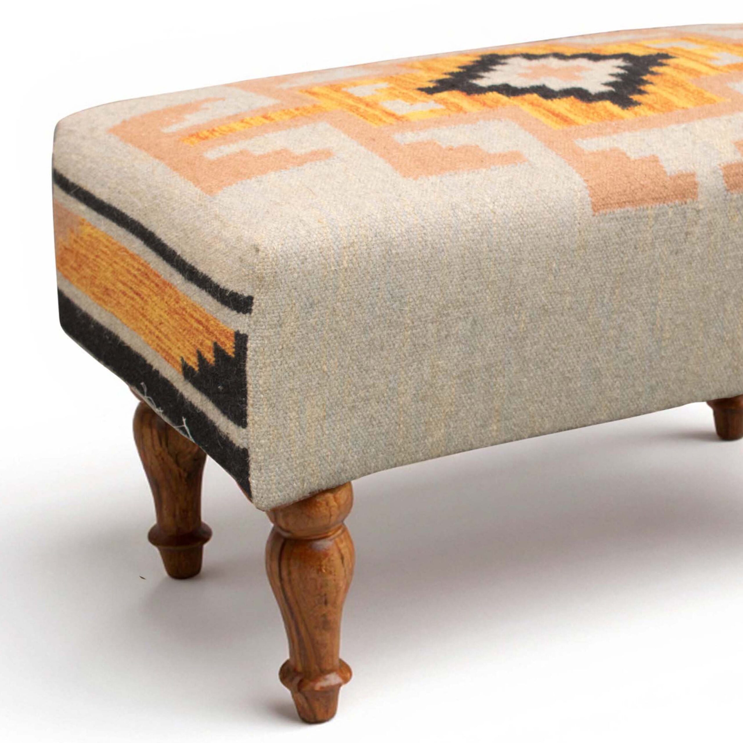 Handmade Ottoman Stool Rug Upholstered OS-1033 - Image 2