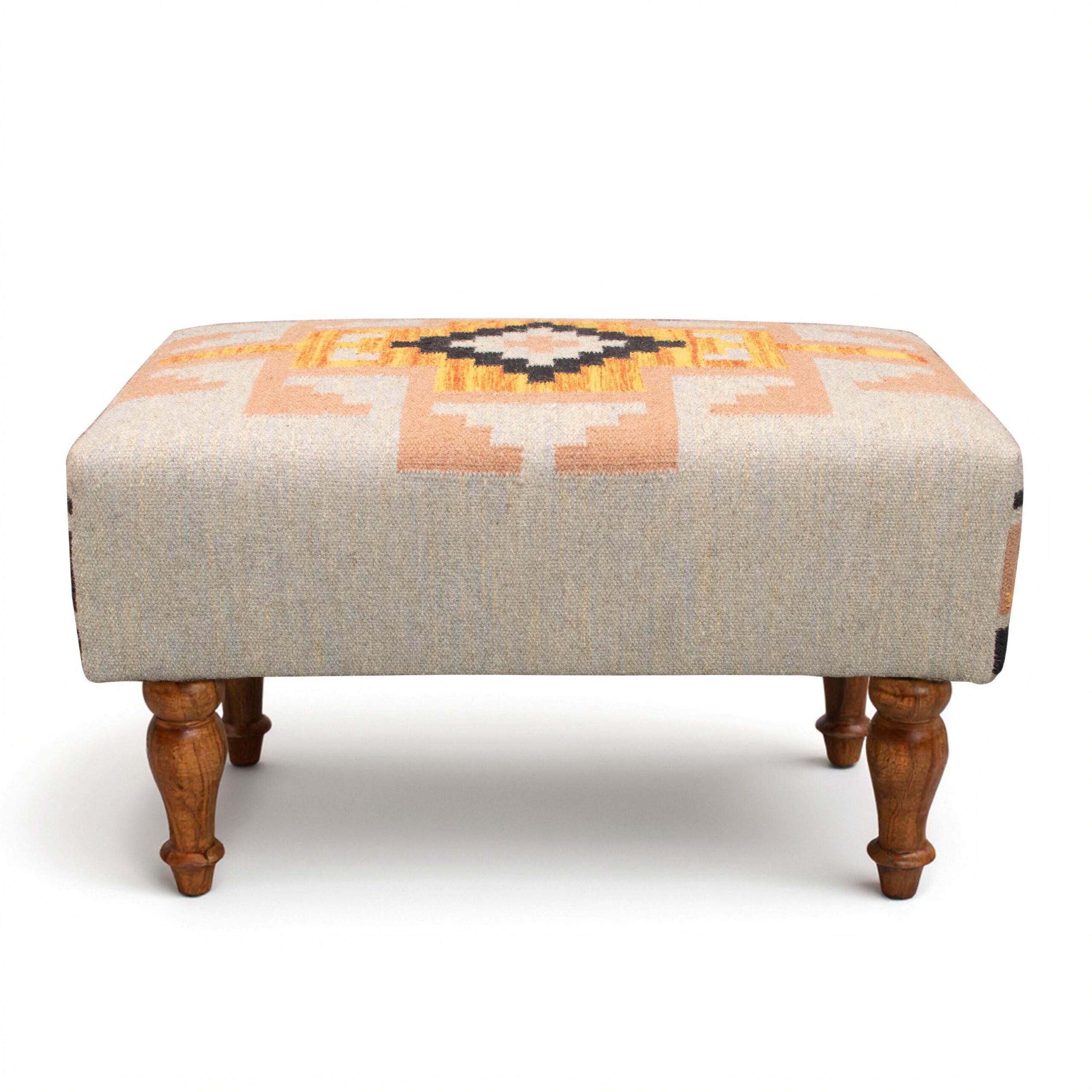 Handmade Ottoman Stool Rug Upholstered OS-1033 - Image 3