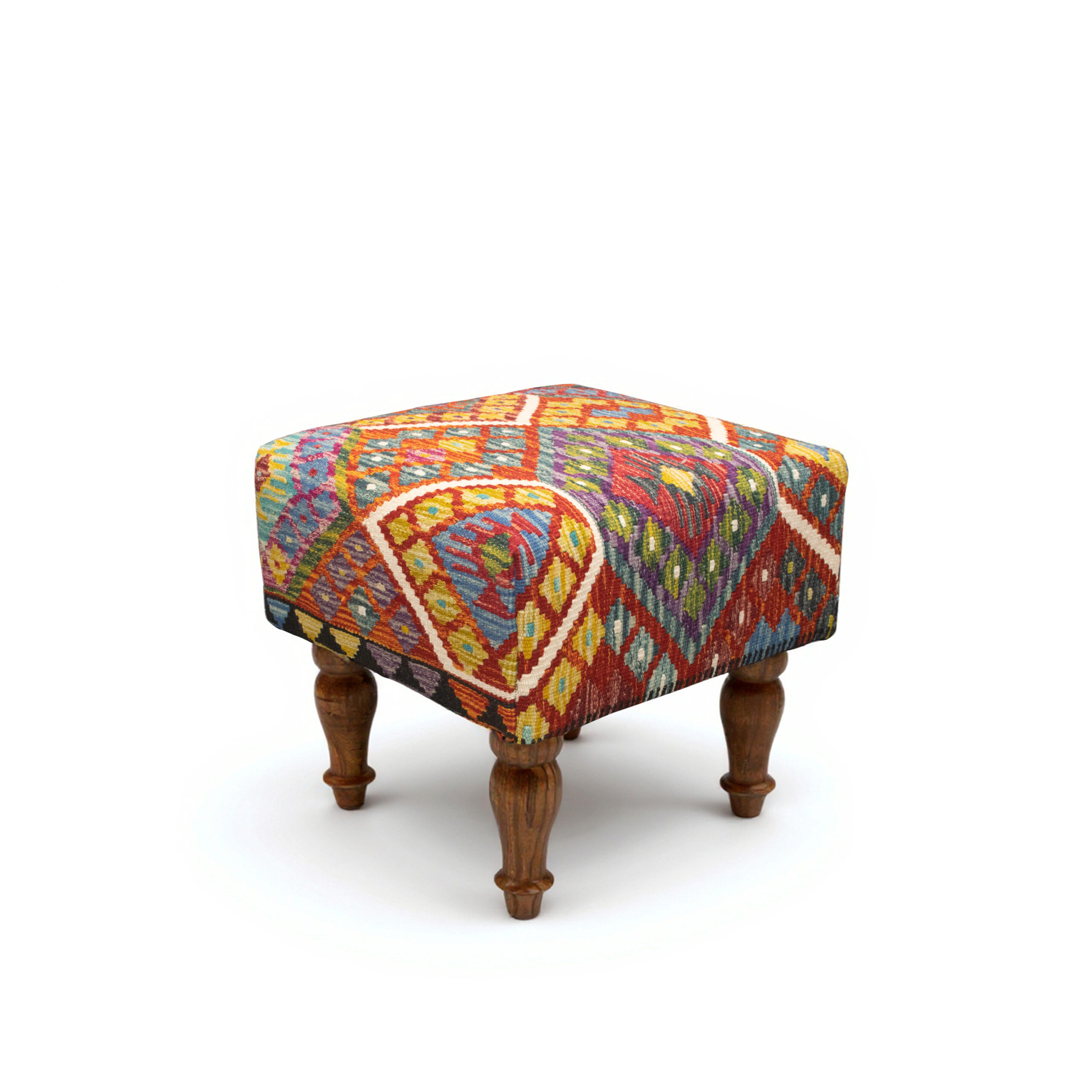 Handmade Ottoman Foot Stool Kilim Upholstered OS-1029