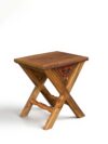 Hand-Carved Wooden X-Frame Side Table XT-1021