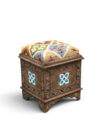 Hand-Carved Wooden Storage Stool With Kilim Upholstery WB-1015