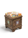 Hand-Carved Wooden Storage Stool With Kilim Upholstery WB-1016