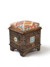 Hand-Carved Wooden Storage Stool With Kilim Upholstery WB-1018