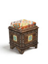 Hand-Carved Wooden Storage Stool With Kilim Upholstery WB-1019