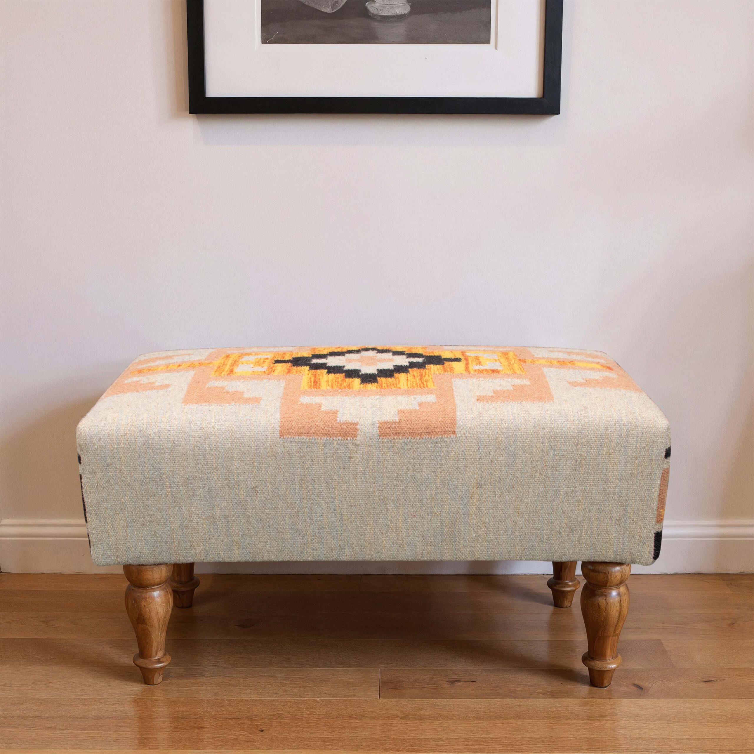 Handmade Ottoman Stool Rug Upholstered OS-1033 - Image 5