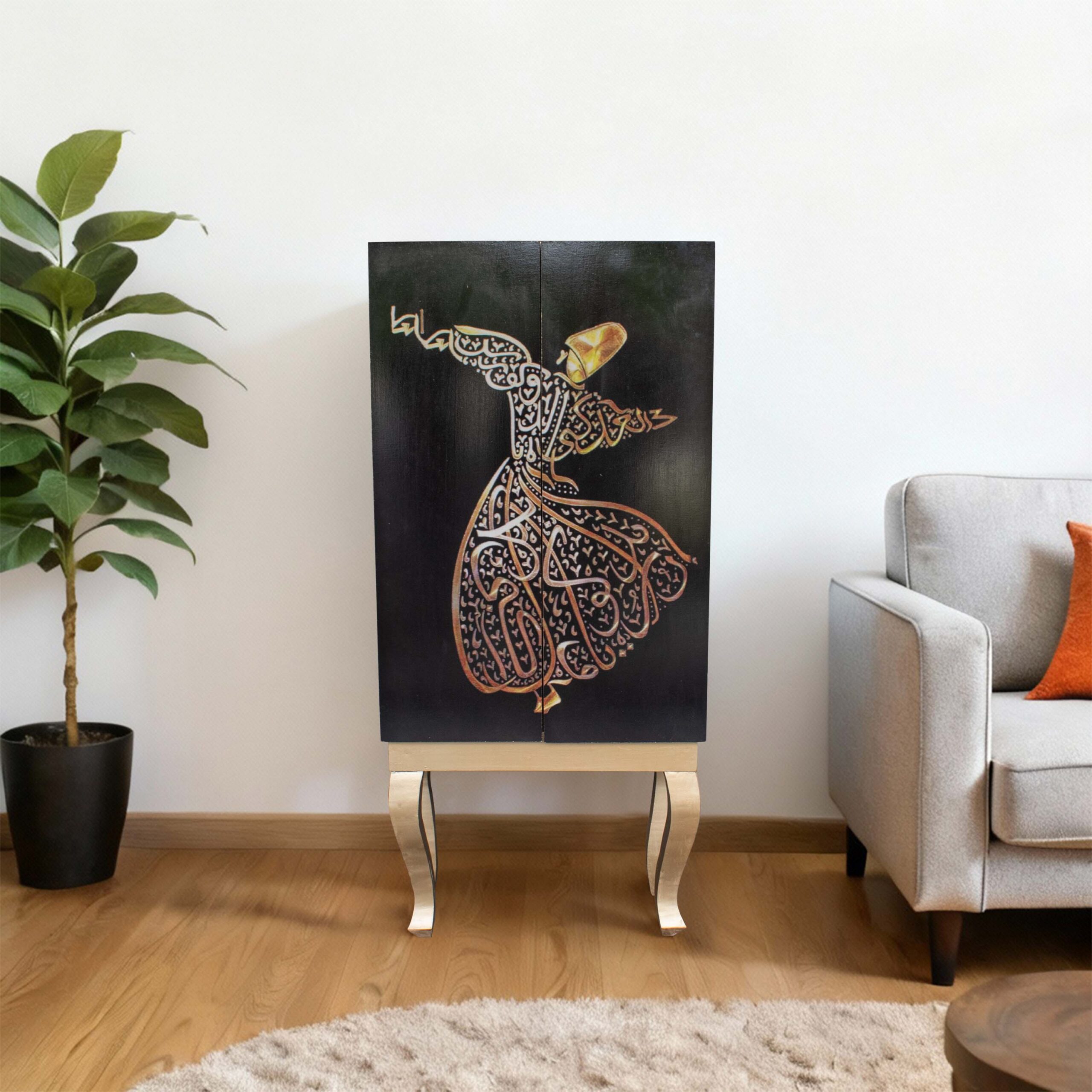 Arabic Calligraphy Art Cupboard Printed MDF Wood Storage WC-1011 - Image 4