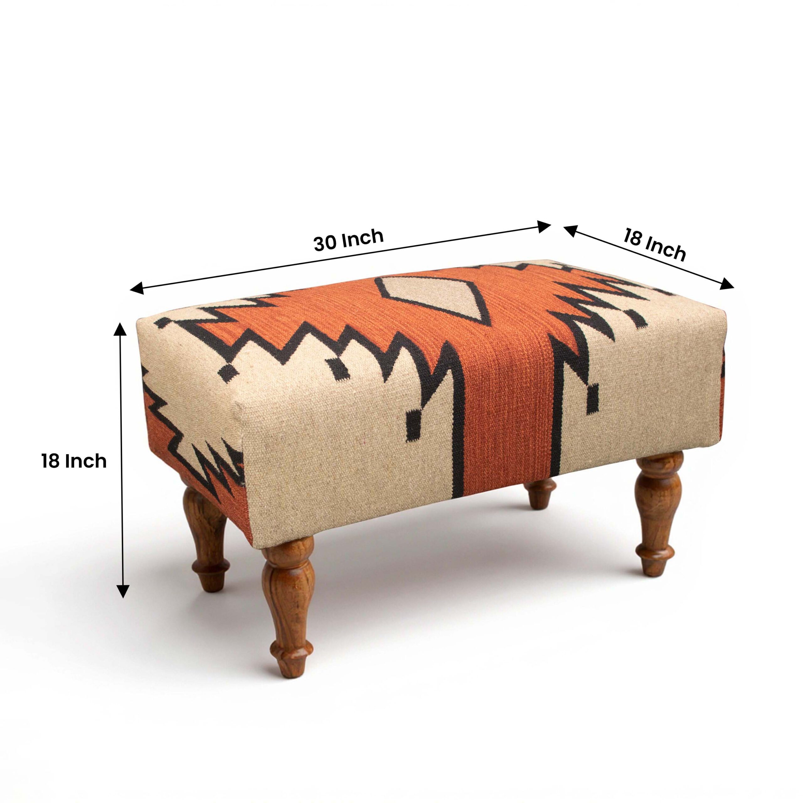 Handmade Ottoman Stool Rug Upholstered OS-1031 - Image 3