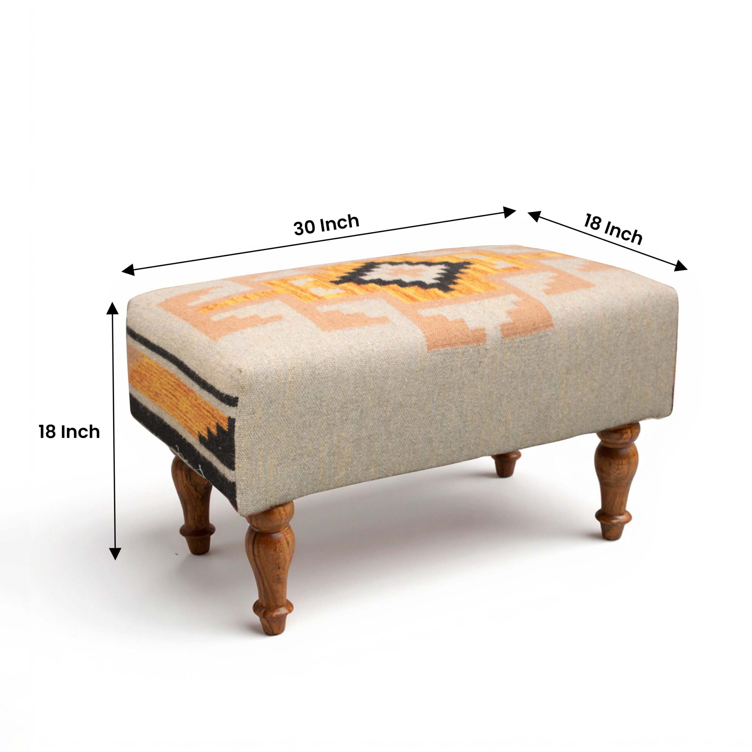 Handmade Ottoman Stool Rug Upholstered OS-1033 - Image 4