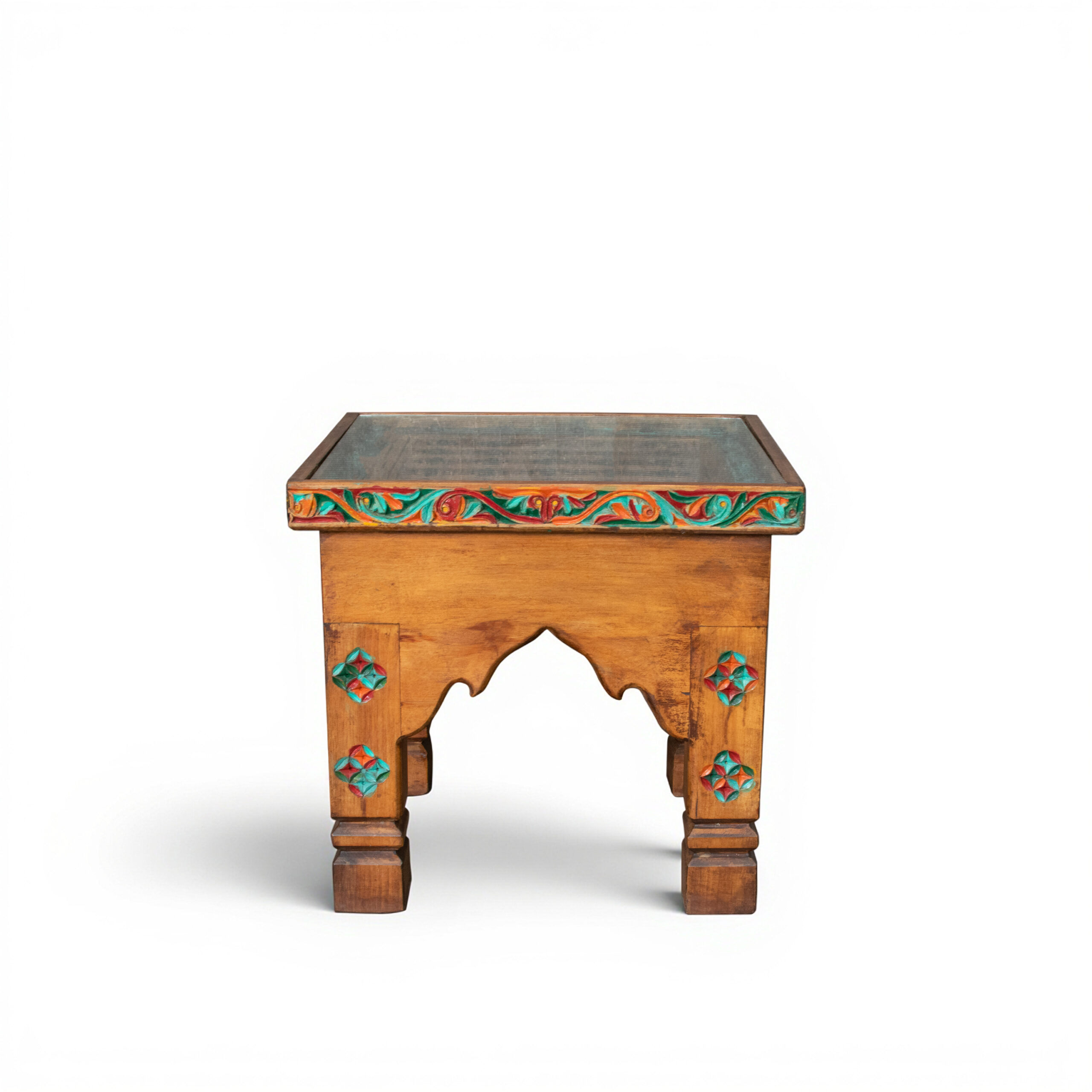 Handmade Wooden Accent Table with Carved Details WT-1007 - Image 3