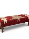 Wooden Ottoman Bench with Red Geometric Rug Top OS-1037