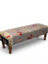 Wooden Ottoman Bench with Floral Kilim Upholstery OS-1038