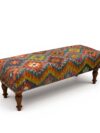 Wooden Ottoman Bench with Colorful Geometric Kilim OS-1039