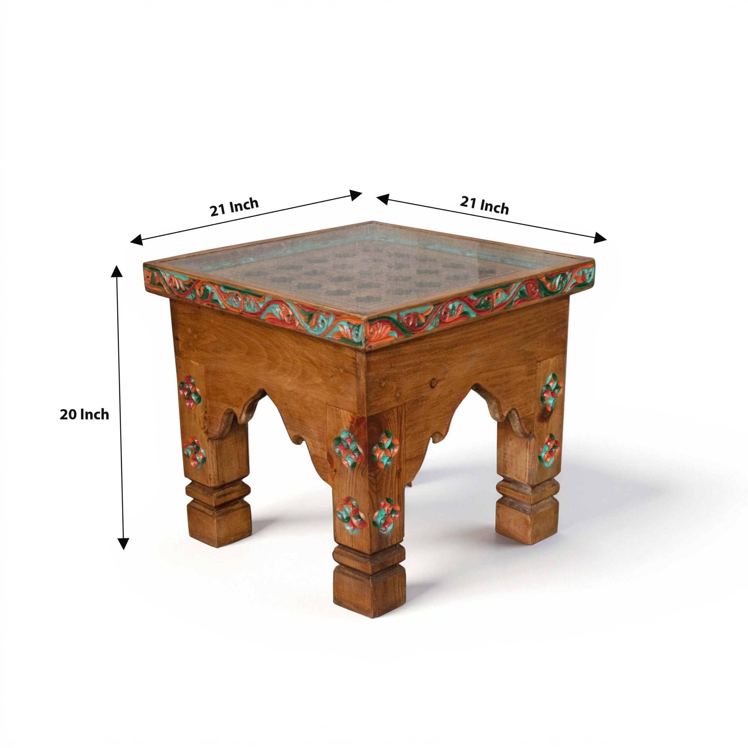 Handmade Wooden Accent Table with Carved Details WT-1007 - Image 5