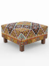 Wooden Ottoman Stool with Kilim Upholstery - OS-1112