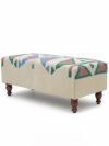 Handmade Wooden Bench with Geometric Rug Upholstery - OS-1114