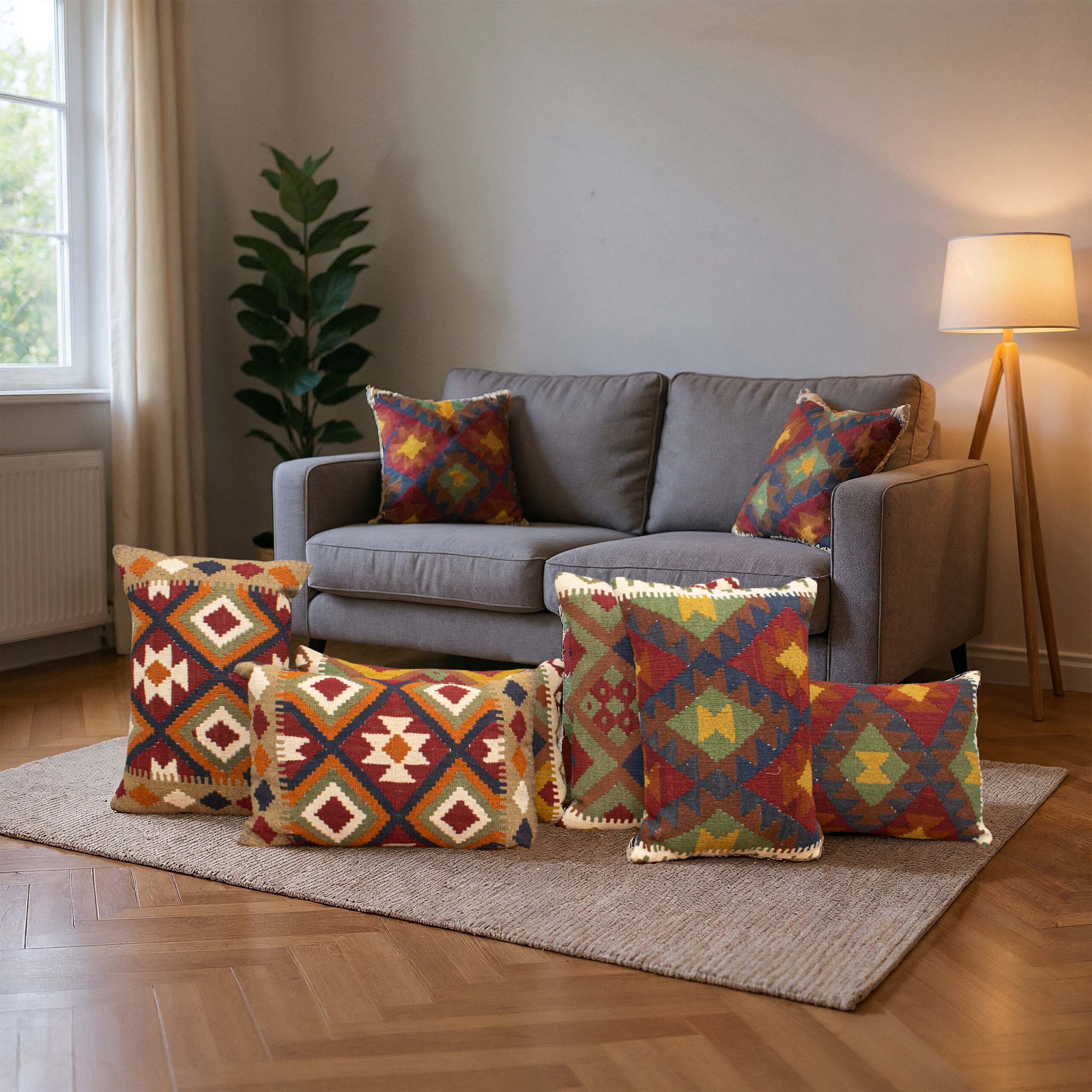 Handmade Wool Kilim Pillow Covers with Insert WC-1041 - Image 2